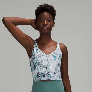 lululemon athletica Teal Marble Print Crop Top